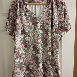 Floral V-Neck Women Top
